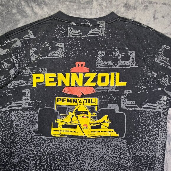 VINTAGE 90's INDYCAR PENNZOIL-HALL/VDS RACING "YELLOW SUBMARINE" AOP T-shirt XXL - Picture 4 of 10